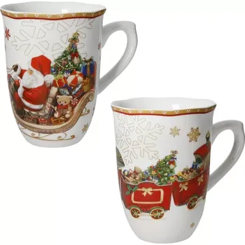 Set 2ks hrnek na čaj CHRISTMAS 350ml BRANDANI (barva - bílá se vzory)