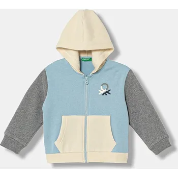 Chlapecká mikina Dětská mikina United Colors of Benetton modrá barva, s kapucí, s potiskem, 3EB5G5043 3EB5G5043.P.Seasonal 05X, vel. 116