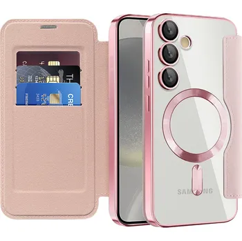 Pouzdro na mobilní telefon Pouzdro na knihu Techsuit SmartMag pro Samsung Galaxy S24 růžové