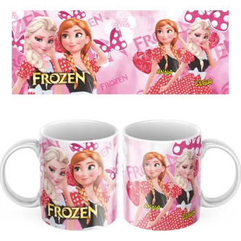 Keramický Hrníček Ledové Králoství Elsa a Anna - Červená