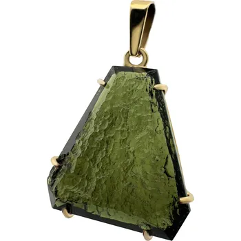 Přívěsek Vltavín Moldavite Zlatý přívěsek s vltavínem, polobrus 21 0060