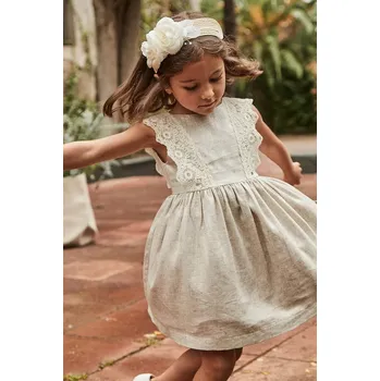 Dětská móda Dětské šaty s příměsí lnu Mayoral 3910.6A.Mini.PPYA zelená 19X, vel. 92