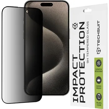 Techsuit 111D Privátní celoplošné sklo iPhone 15 Pro Max Černá