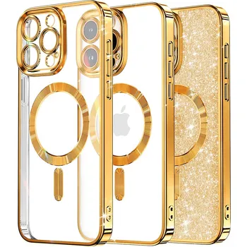 Pouzdro na mobilní telefon Techsuit Luxusní Třpytivý MagSafe iPhone 14 Pro Max Zlatý