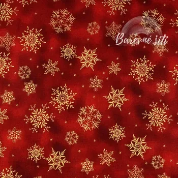 Vánoční plátno Zlaté vločky na červené (E) (100% prémiové plátno)