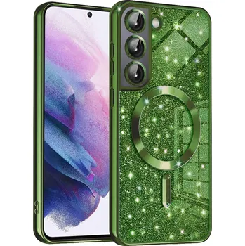 Pouzdro na mobilní telefon Techsuit Luxusní Třpytivý MagSafe Samsung Galaxy S21 5G Tmavě zelený