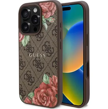 Telefonní příslušenství Guess Hardcase 4G Flower Print MagSafe iPhone 16 Pro hnědý