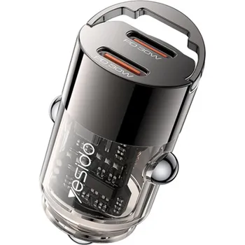 Yesido Mini nabíječka do auta Y69 Dual-Port Type-C PD30W hliník černá