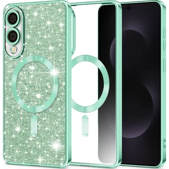Pouzdro na mobilní telefon Techsuit Luxury Glitter MagSafe pro Samsung Galaxy S25 Edge světle zelená