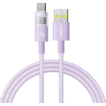 Baseus Data Cable Display 2 Rychlonabíjecí USB na Type-C Digitální displej 100W 1m Fialová mlhovina