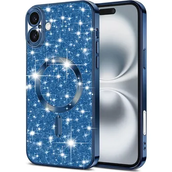 Pouzdro na mobilní telefon Techsuit Luxury Glitter MagSafe pro iPhone 16 Plus v tmavě modré