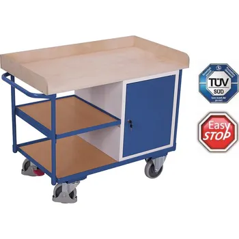 Variofit Dílenský vozík, Variofit, skříňka a police, do 400 kg, modrá/antracit Barva: modrá RAL5010