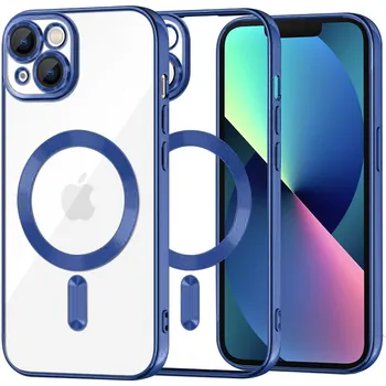 Pouzdro na mobilní telefon Techsuit Luxusní Křišťálový MagSafe iPhone 13 Tmavě modrý