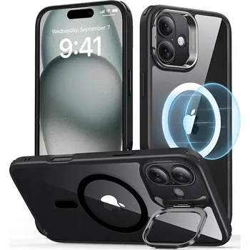 Pouzdro na mobilní telefon ESR Klasický Hybrid HaloLock Kickstand iPhone 16 Čirá Černá