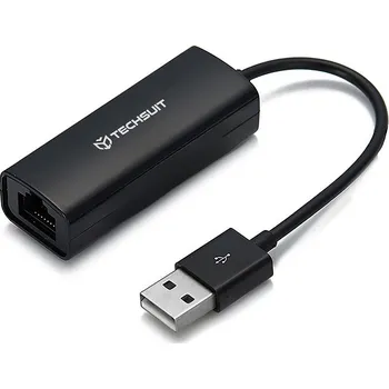Datové redukce Techsuit Ethernet adaptér NetLink (AC19) USB samec na RJ45 LAN port samice 100Mbps ABS černý