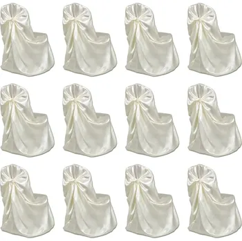 Potah na židli vidaXL Marketos Potahy na židle pro svatební hostinu 12 ks krémové