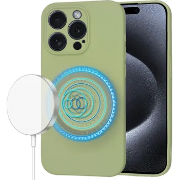 Pouzdro na mobilní telefon Techsuit SoftFlex MagSafe pro iPhone 15 Pro v barvě matcha