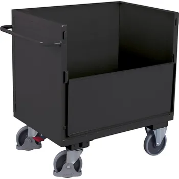 Variofit Plechový uzavíratelný skříňový vozík, 1 sklopá stěna, Variofit, ložná plocha 119 x 79 cm, do 500 kg, modrá/antracit Barva: antracit RAL7016