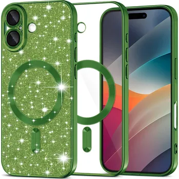 Pouzdro na mobilní telefon Techsuit Luxury Glitter MagSafe pro iPhone 17 v tmavě zelené