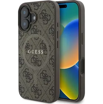 Pouzdro na mobilní telefon Guess 4G Ring Classic Logo MagSafe GUHMP16SG4GFRW iPhone 16 hnědý