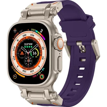 Řemínek na hodinky Techsuit řemínek pro Apple Watch 1-11 SE Ultra 42-49mm titanová stříbrná fialová