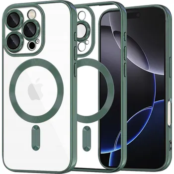 Pouzdro na mobilní telefon Techsuit Luxury Crystal MagSafe pro iPhone 16 Pro Max v tmavě zelené
