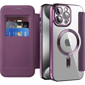 Pouzdro na mobilní telefon Pouzdro na knihu Techsuit SmartMag iPhone 15 Pro Max fialové