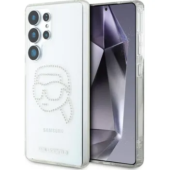Pouzdro na mobilní telefon Karl Lagerfeld IML Rhinestones Samsung Galaxy S25 Ultra průhledný Karl Head