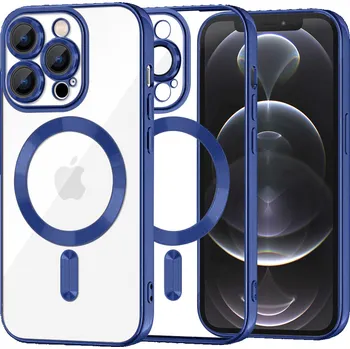 Pouzdro na mobilní telefon Techsuit Luxusní Křišťálový MagSafe iPhone 12 Pro Tmavě modrý