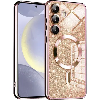 Pouzdro na mobilní telefon Techsuit Luxusní Třpytivý MagSafe Samsung Galaxy S24 Růžové zlato