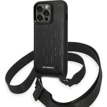 Pouzdro na mobilní telefon Karl Lagerfeld Hardcase s popruhem iPhone 14 Pro Monogram Plaque Logo