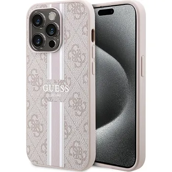 Pouzdro na mobilní telefon Guess Hardcase 4G Printed Stripes MagSafe iPhone 15 Pro růžová