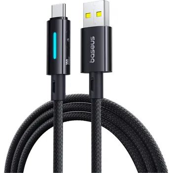 Baseus Data Cable Lit USB na Type-C 100W Rychlé nabíjení LED světlo 1m Kosmická černá