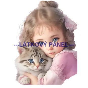 Látkový panel - Holčička s kočičkou - DZ-45 Velikost: 20x20cm, Materiál: Kočárkovina