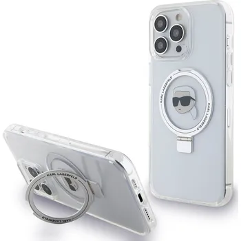 Pouzdro na mobilní telefon Karl Lagerfeld Hardcase Ring Stand MagSafe iPhone 15 Pro Max bílá Karl Head