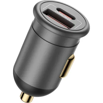 Blueo nabíječka do auta 1x USB 1x Type-C 35W s ochranou matná šedá