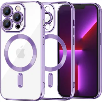 Pouzdro na mobilní telefon Techsuit Luxusní Křišťálový MagSafe iPhone 13 Pro Světle fialový