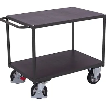 Variofit Policový vozík s madlem, Variofit, 2 police (119 x 80 cm), do 1000 kg, modrá/antracit Barva: antracit RAL7016