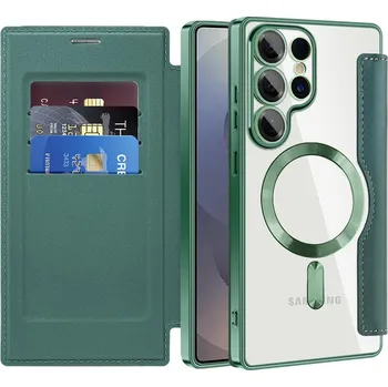 Pouzdro na mobilní telefon Pouzdro na knihu Techsuit SmartMag pro Samsung Galaxy S25 Ultra zelené
