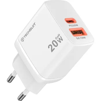 Nabíječka Techsuit Duonix20W CH2 Type-C USB Dual Travel 20W bílá