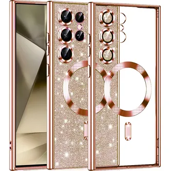 Pouzdro na mobilní telefon Techsuit Luxusní MagSafe Samsung Galaxy S24 Ultra Růžové zlato