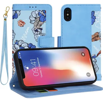 Pouzdro na mobilní telefon Techsuit Flipové pouzdro iPhone X iPhone XS Zářivě modrá