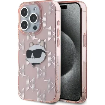 Pouzdro na mobilní telefon Karl Lagerfeld IML Luxury iPhone 15 Pro Max Růžová Choupette Head&Monogram