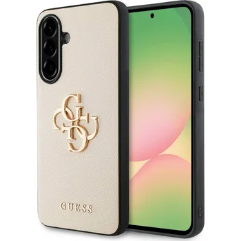 Pouzdro na mobilní telefon Guess Hardcase 4G Grained Big and Classic Logo Samsung Galaxy A56 5G béžová