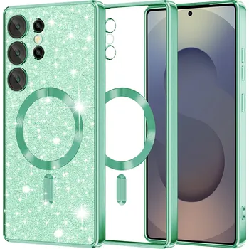 Pouzdro na mobilní telefon Techsuit Luxury Glitter MagSafe pro Samsung Galaxy S25 Ultra světle zelená