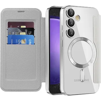 Pouzdro na mobilní telefon Pouzdro na knihu Techsuit SmartMag pro Samsung Galaxy S23 FE šedé