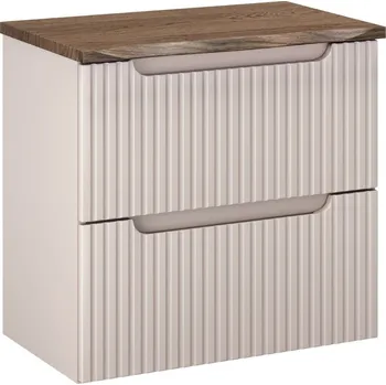 Policová skříň Závěsná skříňka pod umyvadlo Nova Cashmere Nature s deskou 60 cm kašmírová/dub casella