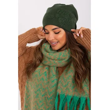 Čepice Dámská čepice se zirkony model 25001 tmavě zelená