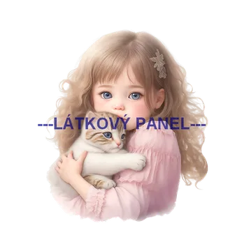 Látkový panel - Holčička s kočičkou - DZ-43 Velikost: 25x25cm, Materiál: Teplákovina nepočesaná