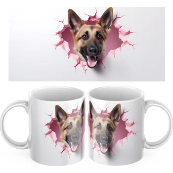 Keramický Hrníček Německý Ovčák - Červená